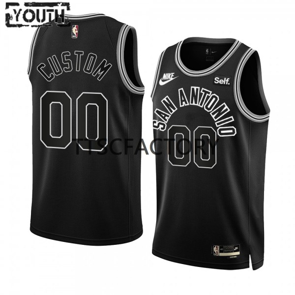 San Antonio Spurs Trikot Benutzerdefinierte Nike 2022-23 Classic Edition Schwarz Swingman - Kinder